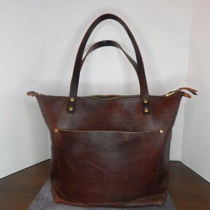 Portland Leather Goods Zippered Tote, Coldbrew
